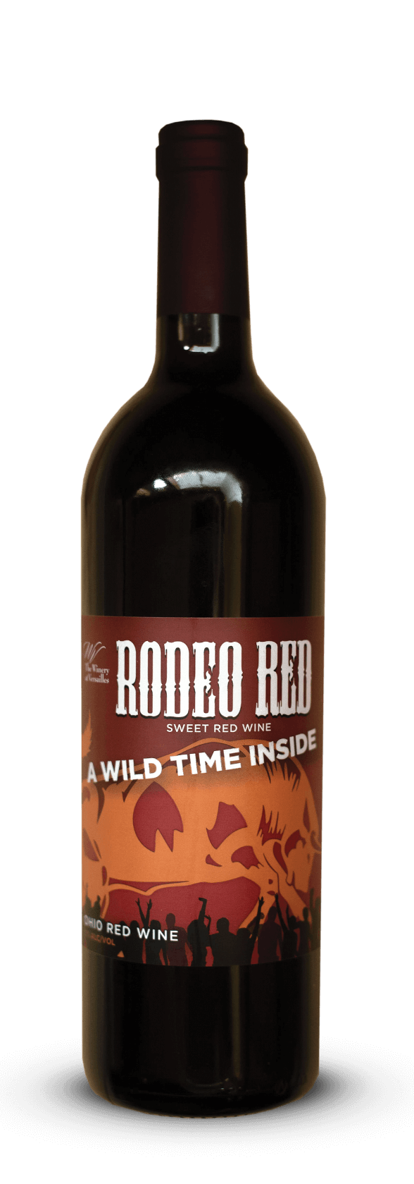Wine bottle labeled "Rodeo Red.
