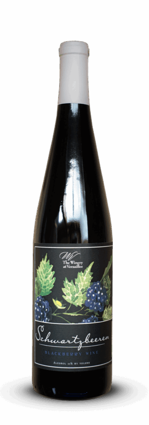 Wine bottle with blackberry label design.