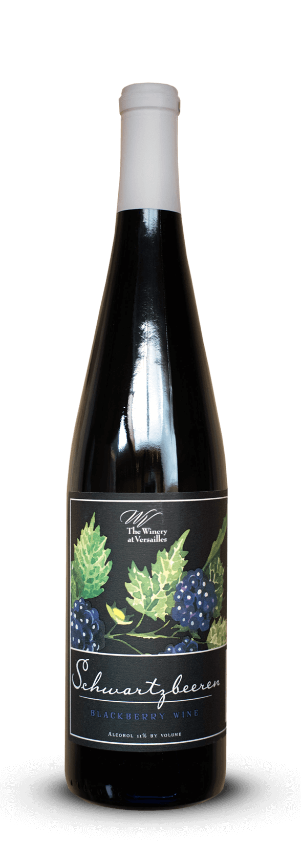 Wine bottle with blackberry label design.