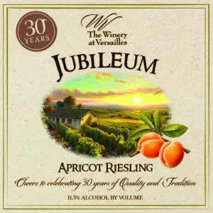 30th anniversary Apricot Riesling wine label.