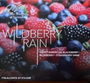 Wildberry Rain wine label with mixed berries.