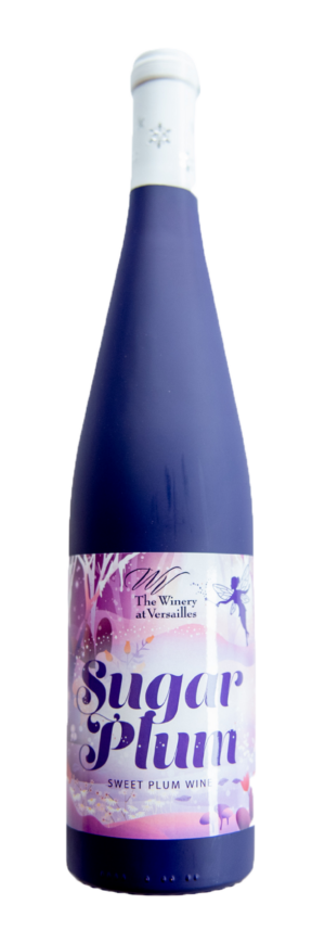 Purple wine bottle with Sugar Plum label.