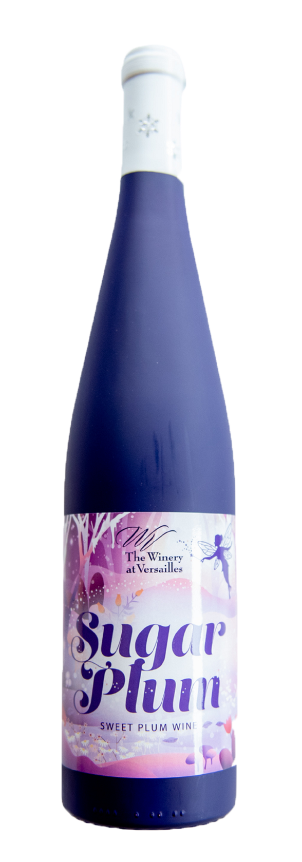 Purple wine bottle with Sugar Plum label.