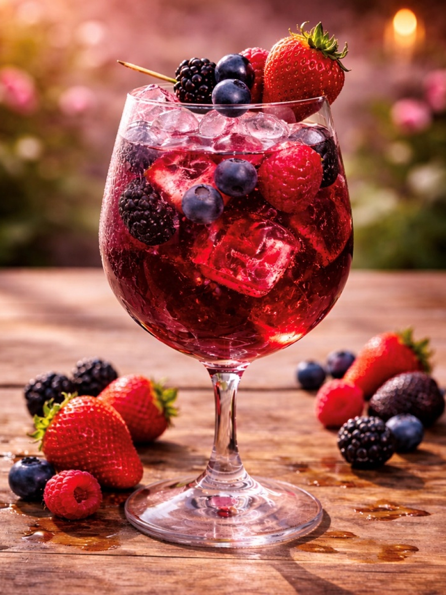 Berry cocktail with ice cubes