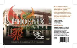 Phoenix wine label with inn background.