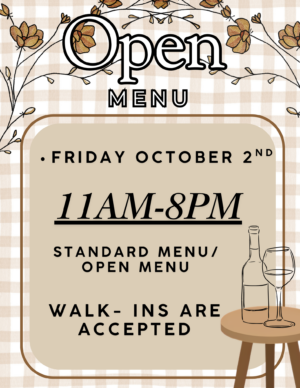 Oct 2nd: Open Menu